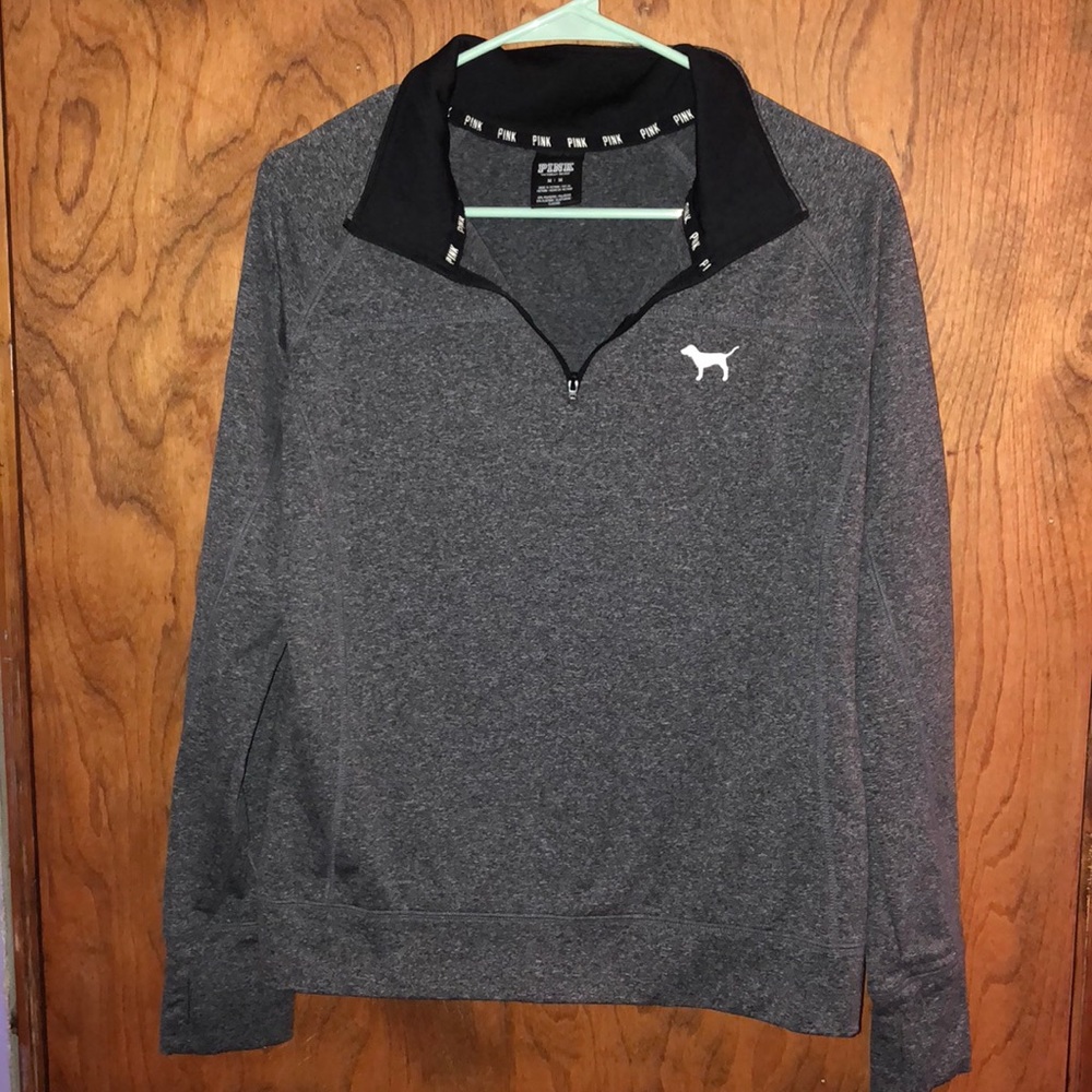 PINK grey quarter zip